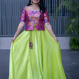 I LOVE SAREES Banarasi Organza Zari Ready To Wear Lehenga & Blouse-picture-12