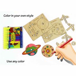 Funvention DIY Solor System Themed Spinning Tops Activity Kit Set of 7  - Multicolor image 2