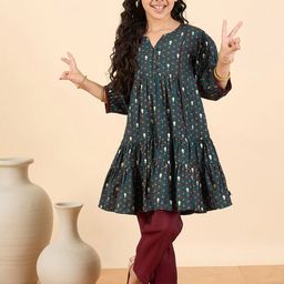 Stylo Bug Girls Ethnic Motifs Printed Anarkali Kurta with Trousers-image-41