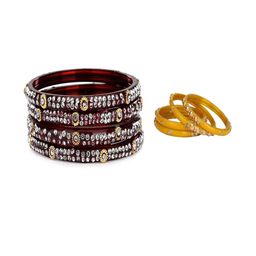 SOMIL Set of 8 Maroon Alloy Bangles-image-61