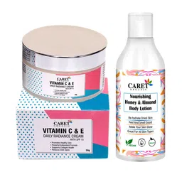CARET ORGANIC Set Of 2Daily Radiance Cream- 50 g & Honey Almond Body Lotion- 250 ml-56