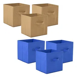 Kuber Industries Beige & Blue 6 Pieces Drawer Organisers-58