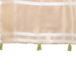 Astita Solid Saree with Contrast Zari Border Tassels image 4