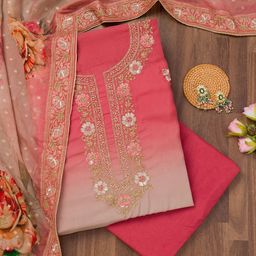 Koskii Floral Embroidered Zari Work Unstitched Dress Material-image-65