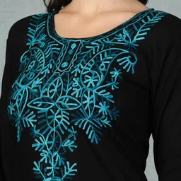 Clora Creation Floral Embroidered Aari Work Kurta With Palazzos & Dupatta image 2