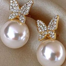 Estailo fashion Artificial Stones Studded & Pearls Beaded Contemporary Studs-image-40