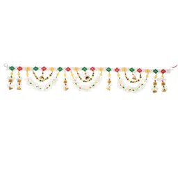 NARYA TRADITIONAL White And Yellow Beaded Floral Toran With Bells-24