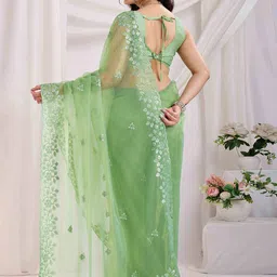 Peachmode Embellished Sequinned Net Saree image 4
