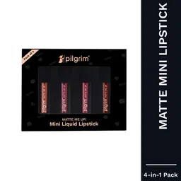 Pilgrim Set Of 4 Matte Me Up Mini Liquid Lipstick - 1 ml Each - Nude Temptation-1