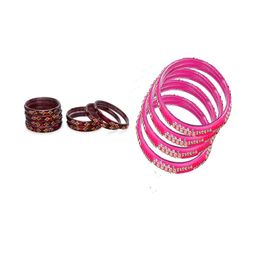 1ST TIME Set Of 12 Maroon Alloy Artificial Stones & Beads Antique Bangles-picture-27