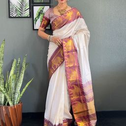 DIVASTRI Checked Zari Silk Cotton Saree-14