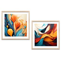 Kotart Yellow & Teal 2 Pieces Abstract Wooden Wall Arts-picture-18