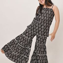 GIANNA Girls Floral Printed Regular Pure Cotton Kurta with Sharara-picture-29