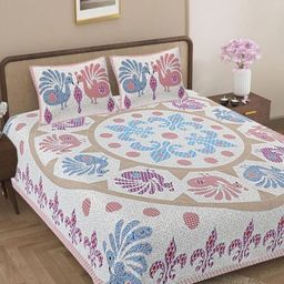 Jaipur Weaves Polaris White & Blue Printed 180TC Cotton King Bedsheet Set 2.74 m x 2.74 m-image-13