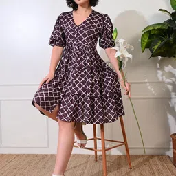 DECKEDUP Women Print Ruffled Mini Fit & FlareDress-image-68