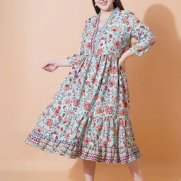U&F Beyond Women Floral Print Fit & Flare Midi Dress-picture-39