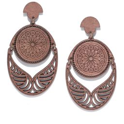 Priyaasi Wooden Teardrop Shaped Drop Earrings-19