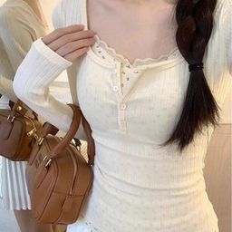 HERE&NOW Women Round Neck Extended Sleeves Lace Inserts Detailed Top-image-54