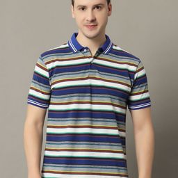 GET GOLF Men Striped Polo Collar Cotton T-shirt-image-93