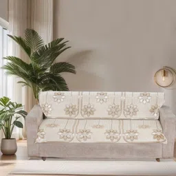 BREVARD Off White Embroidered Other Sofa Cover-image-100