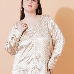 Sztori Geometric Checked Satin Longline Top-picture-4