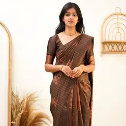 VASTRAHUT Ethnic Motifs Woven Design Zari Banarasi Saree-picture-12