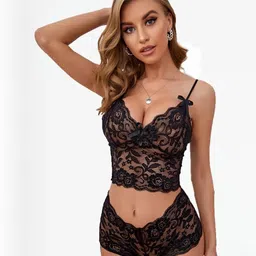 GuSo Shopee Women Black Net Baby Dolls-image-55