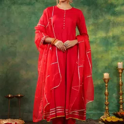 Rain & Rainbow Women Regular Gotta Patti Anarkali Kurta With Trousers & Dupatta-picture-47