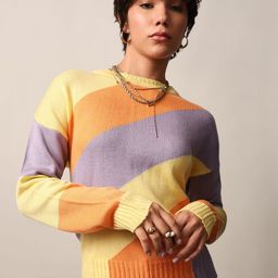 ONLY Women Colourblocked Round Neck Pullover Sweater-image-99