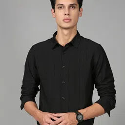 British Club Men Smart Slim Fit Textured Spread Collar Cotton Formal Shirt-picture-14