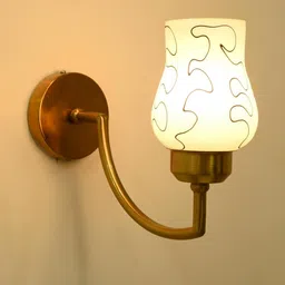 SOMIL White & Gold-Toned Printed Glass Cylinder Shaped Wall Lamp-picture-11