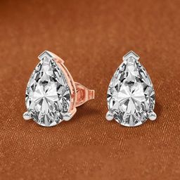 Sparkles 14Kt Gold Pear Solitaire Stud 2Ct Lab Grown Diamond Earrings- 1.67g-picture-0
