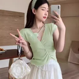 KPOP V-Neck Woollen Top-image-108