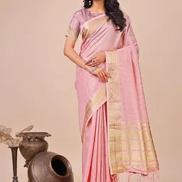 Pandadi Saree Striped Woven Design Zari Organza Saree-image-84