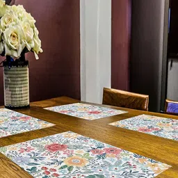 PRAKARTIK Set of 4 White Printed Table Placemats image 1