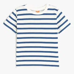 Koton Boys Striped Round Neck Cotton T-shirt-image-34
