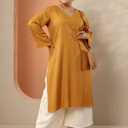 EXTRA LOVE BY LIBAS Women Embellished V-Neck Straight Kurta-picture-47