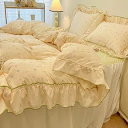 JC HOME Green & Yellow 4 Pieces Printed Double Extra Large Bedding Set-picture-4