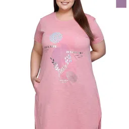 IN Love Pack of 2 Women Plus Size Front Printed Cotton Nighty Chemise-image-57
