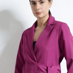 FableStreet Women Lapel Collar Solid Tailored Jacket-picture-5