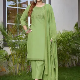 DIVASTRI Women Ethnic Motifs Embroidered Regular Kurta with Trousers & With Dupatta-picture-52