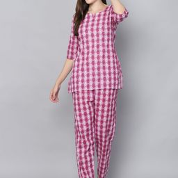 SOUNDARYA Women Ethnic Motifs Printed Night suit-image-10