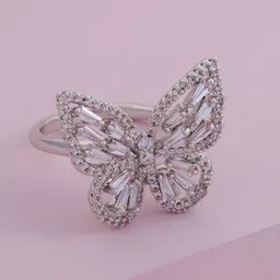 Kushal's Fashion Jewellery Rhodium-Plated Zircon-Studded Finger Ring-10