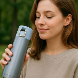iSWEVEN Grey Stainless Steel Double Wall Vacuum Water Bottle-500 ml-image-56