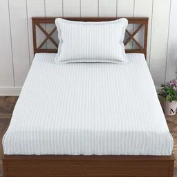 Bedbathandbliss White 300 TC Single Bedsheet with 1 Pillow Covers-image-117