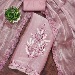 Lilots Floral Embroidered Thread Work Unstitched Dress Material-image-21