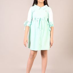 V-Mart Girls Shirt Collar Cotton Fit & Flare Dress-picture-29