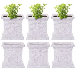 Kuber Industries White 6 Pieces Tulsi Mancha Gamla Textured Planters-image-40