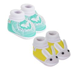 NESKA MODA Kids-Unisex Yellow Cotton Booties-picture-15