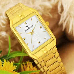 Franktime Men Brass Dial & Stainless Steel Bracelet Style Straps Analogue Watch FT-0053 SL-58